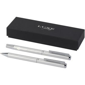 Ensemble-cadeau stylo bille et stylo roller Lucetto en aluminium recyclé