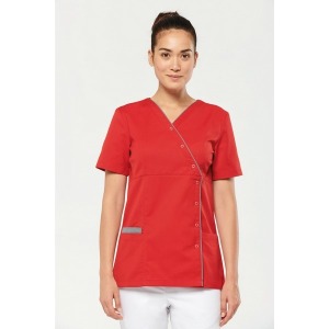 Polycotton-Bluse mit Druckknöpfen, Damen