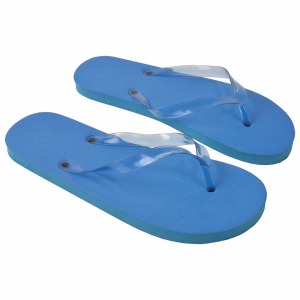 UNISEX-Flip-Flop mit Sohle aus PE 114 g und transparentem PVC-Riemen. Einheitsgröße
