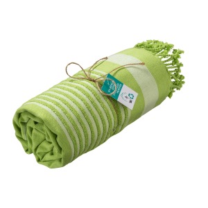 Serviette de plage en coton recyclé style fouta de 350g/m²