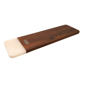 Großes Schneidebrett aus Akazienholz und weißem Marmor