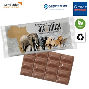 Tablette de chocolat40g en flowpack papier