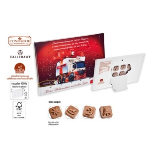 Personalisierbarer Adventskalender zum Aufstellen, Callebaut Vollmilchschokolade Kalender