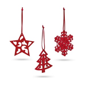 Set aus 3 Weihnachtsdekorationen.