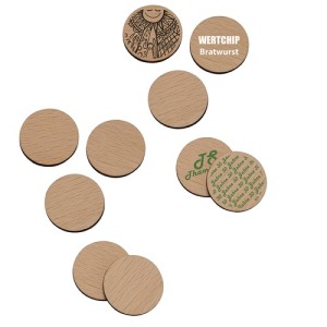 1-Euro-Jeton aus Holz