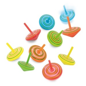 SET 10 TOUPIES EN BOIS NATUREL ?GIRO?