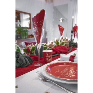 FESTONIERTE SERVIETTEN 33X33CM ROT UND GOLD FROHE WEIHNACHTEN X 16