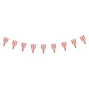 WIMPELGIRLANDE FESTONNEE ROT GESTREIFT WEISS UND GOLD