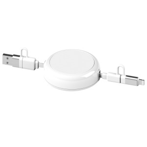 Câble dérouleur 4 en 1 à charge rapide 20W en matériaux recyclés - Blanc