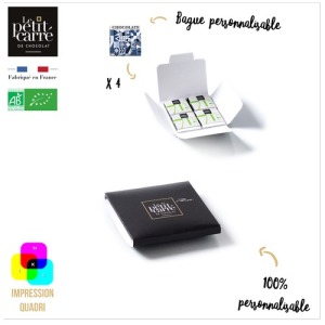 Karte 4 Bio-Quadrate mit Ringen zum Selbstgestalten - beidseitig bedruckt