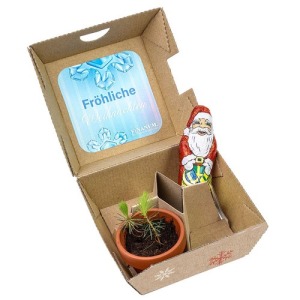 Weihnachtsgeschenkset - Tontöpfe und Schokolade Weihnachtsmann