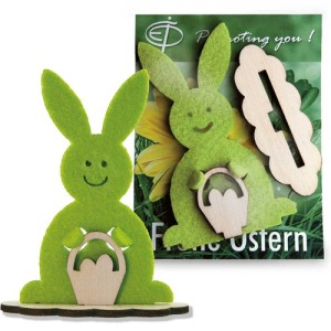 Karte mit Holz-/Filzfigur - Hase