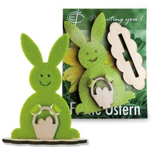 Karte mit Holz-/Filzfigur - Hase