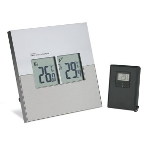 Thermomètre sans fils en plastique et aluminium