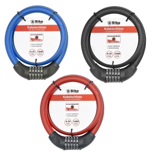 Câble antivol pour vélo 20 x 1000 mm avec cadenas