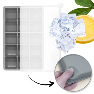 Bacs à glaçons e en silicone 15 cubes, gris
