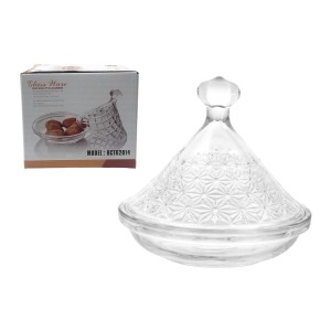 Sucrier, récipient en verre à motif floral 12,5x12