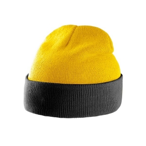 Zweifarbige Mütze mit Umschlag