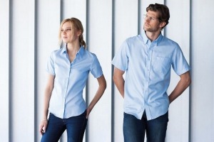 Kariban Damen-Hemd mit kurzen Ärmeln, bügelfrei