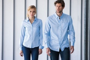 Kariban Damen-Hemd mit langen Ärmeln, bügelfrei