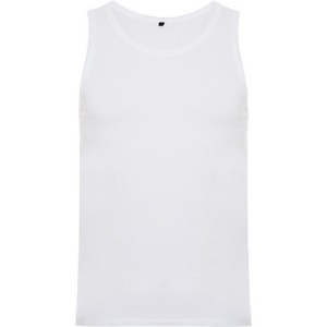 Tanktop mit breiten Trägern, halb tailliert geschnitten, Armausschnitte und Kragen aus Single-Jersey-Strick TEXAS (Weiß, Kindergrößen)