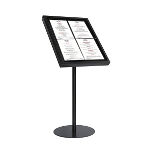 Menühalter Restaurant/ Standfuß 4xA4 Portrait Schwarz Gehämmert