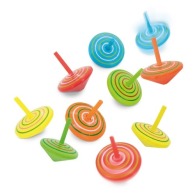 SET 10 TOUPIES EN BOIS NATUREL ?GIRO?