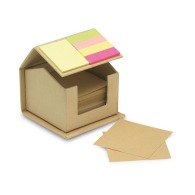 Recycelte schreibtischbox mit blättern, repositionierbaren notizen und lesezeichen picture