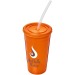 Doppelwandiger 35cl-Becher mit Strohhalm, Becher mit Strohhalm Werbung