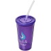 Doppelwandiger 35cl-Becher mit Strohhalm, Becher mit Strohhalm Werbung