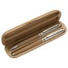 Parure de stylo bille et roller en bambou et métal, Parure avec stylo roller Werbung
