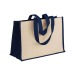 Tote-bag avec soufflet en coton 280g/m², détails en toile de jute, anses longues, Tote bag Werbung