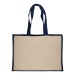 Tote-bag avec soufflet en coton 280g/m², détails en toile de jute, anses longues Geschäftsgeschenk