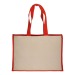 Tote-bag avec soufflet en coton 280g/m², détails en toile de jute, anses longues, Tote bag Werbung