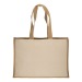 Tote-bag avec soufflet en coton 280g/m², détails en toile de jute, anses longues, Tote bag Werbung