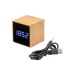 Horloge réveil et display température à LED blanche, en bambou Geschäftsgeschenk