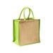 Mini tote bag en toile de jute avec anses et inserts colorés Geschäftsgeschenk