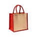 Mini tote bag en toile de jute avec anses et inserts colorés Geschäftsgeschenk