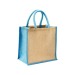 Mini tote bag en toile de jute avec anses et inserts colorés, Tote bag Werbung