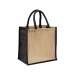 Mini tote bag en toile de jute avec anses et inserts colorés Geschäftsgeschenk