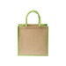 Mini tote bag en toile de jute avec anses et inserts colorés, Tote bag Werbung