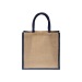 Mini tote bag en toile de jute avec anses et inserts colorés Geschäftsgeschenk