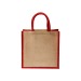 Mini tote bag en toile de jute avec anses et inserts colorés, Tote bag Werbung