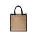 Mini tote bag en toile de jute avec anses et inserts colorés Geschäftsgeschenk