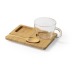 Tasse en verre 180ml avec plateau bambou, Mug en verre Werbung