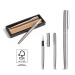 ELLA. Parure de stylo roller et stylo bille en acier inoxydable recyclé à 53% Geschäftsgeschenk
