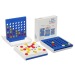 4 aneinandergereihte Spielsteine + Damespiel Geschäftsgeschenk