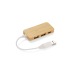 Hub USB en bambou avec prise remplaçable - Rivo Geschäftsgeschenk