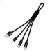 Câble court 4 en 1 - 18cm à charge rapide 20W en matériaux recyclés - Noir Geschäftsgeschenk