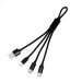 Câble court 4 en 1 - 18cm à charge rapide 20W en matériaux recyclés - Noir Geschäftsgeschenk